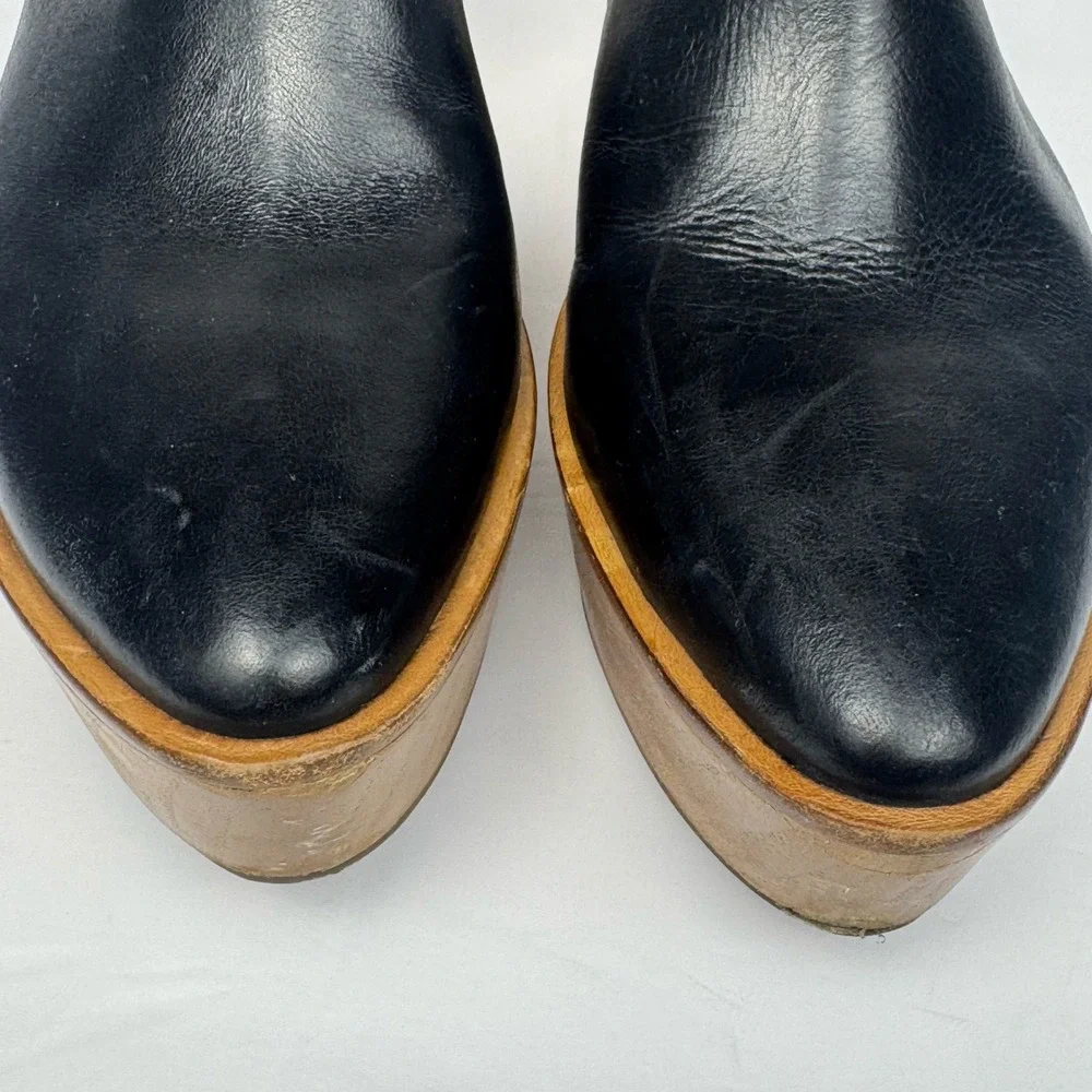 Matisse Eyals Slingback Platform Wedge Mule Sandal Womens 8 Black Leather